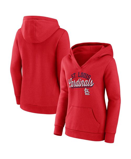 Women's Fanatics Red St. Louis Cardinals Simplicity Crossover V-Neck Pullover Hoodie - Red