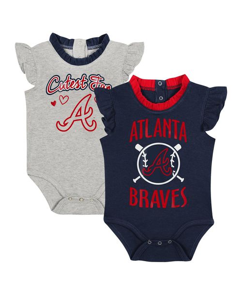 Baby Boys and Girls Fanatics Navy, Gray Atlanta Braves Two-Pack Fan Bodysuit Set - Navy, Gray