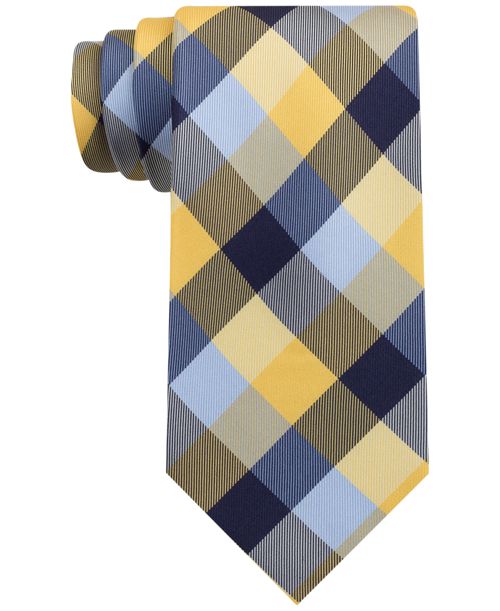 Tommy Hilfiger Men's Buffalo Check Tartan Silk Tie - Yellow