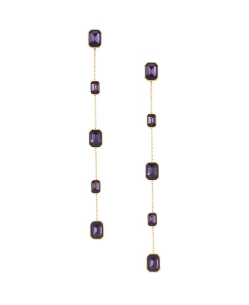 Ettika 18K Gold Plated Brass Iconic Linear Earrings - Amethyst