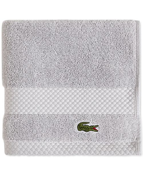 Lacoste Home Heritage Anti-Microbial Supima Cotton Washcloth, 13" x 13" - Micro Chip