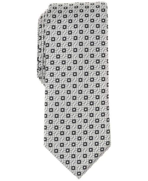 Alfani Men's Alene Slim Geometric Print Tie, Exclusively at Macy's - White