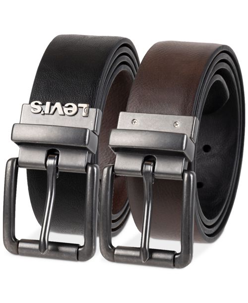 Levi's Men's Plaque Buckle Reversible Stretch Belt - Blk/brn