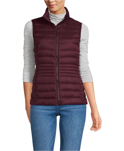 Lands' End Women's Wanderweight Packable Down Vest - Lush burgundy