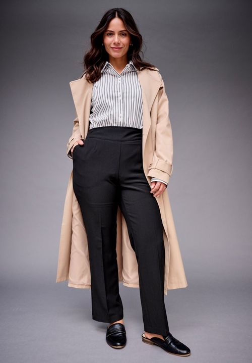 Avenue Women's Plus Size Petite Cool Hand Pull On Pant - Navy
