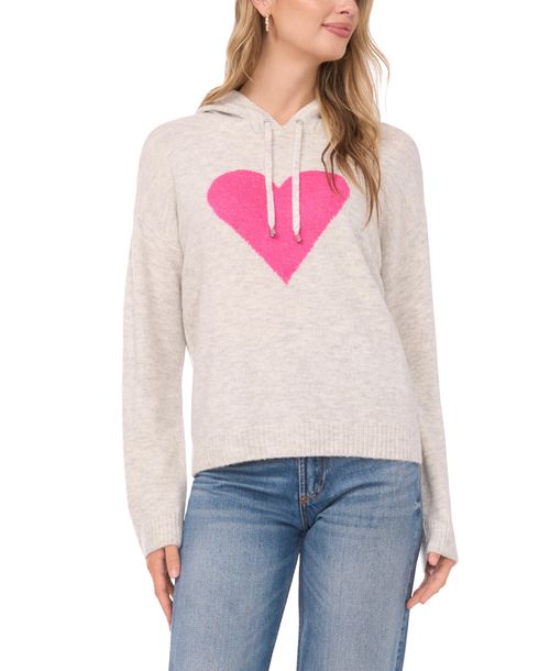 Vince Camuto Women's Heart Motif Long-Sleeve Hoodie - Silver Heather