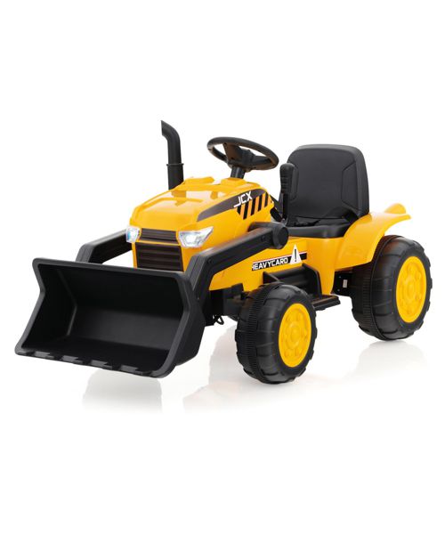 Hongge 12V Kid's Ride on Excavator with Adjustable Digging Bucket - Yellow
