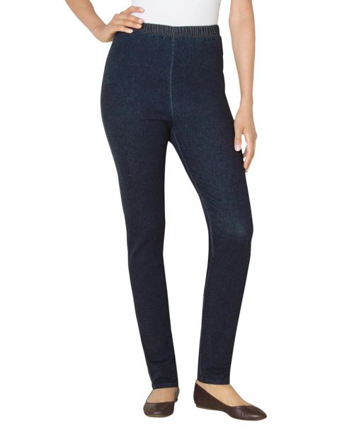 Woman Within Women's Within Tall Pull-On Elastic-Waist Stretch Fineline Denim Jeans - Indigo
