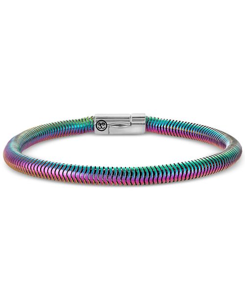 Esquire Men's Jewelry Rainbow Snake Link Chain Bracelet in Anodized Stainless Steel, Exclusively at Macy's - Multi