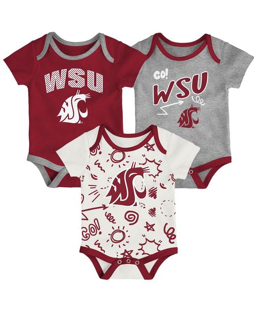 Outerstuff Baby Boys and Girls 3-Piece Red/Black Washington State Cougars All Day Play Bodysuit Set - Red, Black
