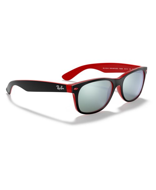 Ray-Ban Unisex Sunglasses, RB2132M Scuderia Ferrari Collection 55 - TOP MATTE BLACK ON RED/LIGHT GREEN MIRRO