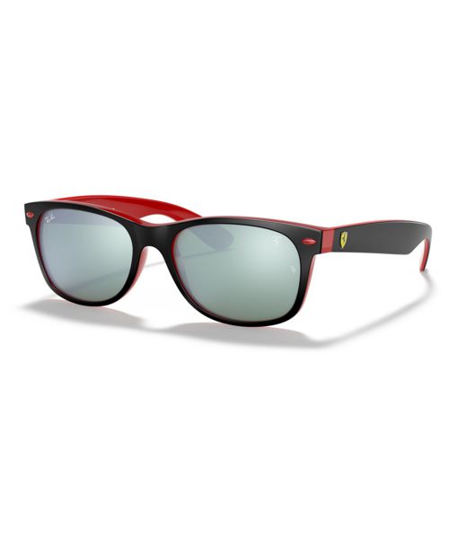 Ray-Ban Unisex Sunglasses, RB2132M Scuderia Ferrari Collection 55 - TOP MATTE BLACK ON RED/LIGHT GREEN MIRRO