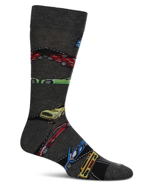 MeMoi Men's Cars Crew Socks - Charcoal heather