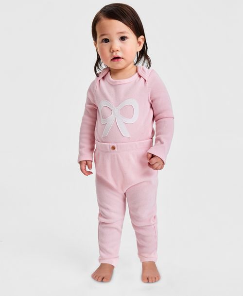 First Impressions Baby Brushed Rib Pants, Macy's Exclusive - Pink Polish