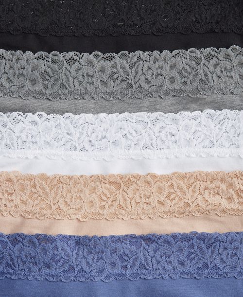 State of Day Women's Cotton Blend Lace-Trim Hipster Underwear, Created for Macy's - Deep Black