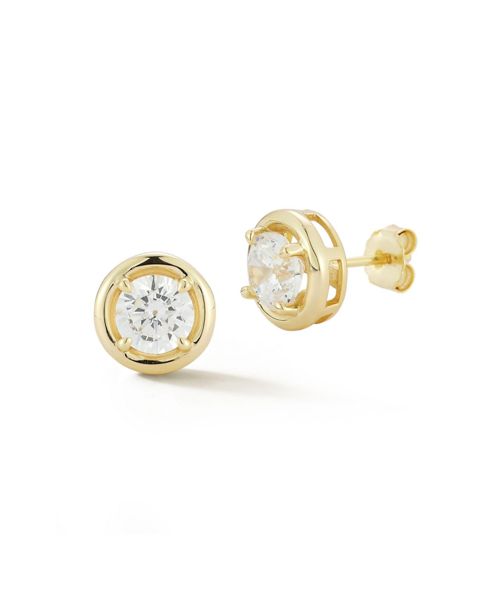 Rachel Zoe 14K Gold Plated Sterling Silver Puffy Round Studs - Gold