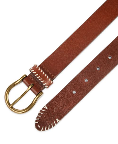 Levi's Women's Western Genuine Leather Contrast Stitch Belt - Light Brown