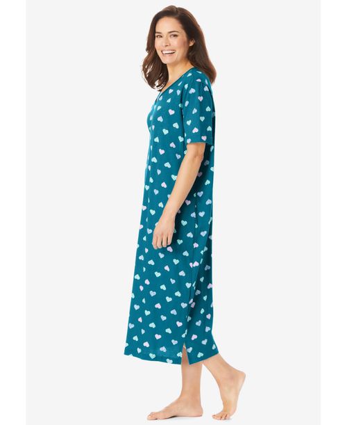 Dreams & Co. Women's Long Print Sleepshirt - Yellow cats
