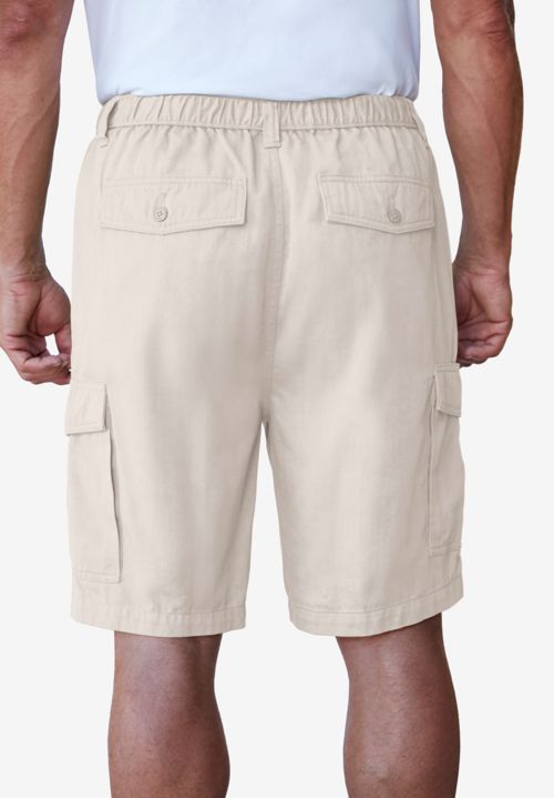 Boulder Creek Big & Tall by KingSize Renegade 9" Full Elastic Waist Cargo Shorts - Stone