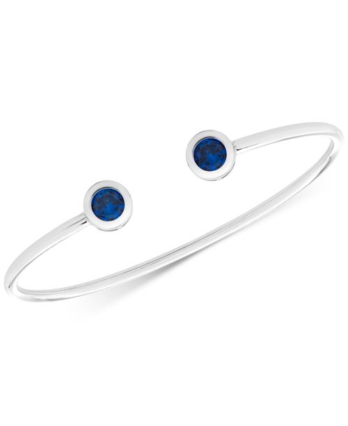 Blue Topaz Open Cuff Bracelet (2-1/10 ct. t.w.) in Sterling Silver (Also Available in Opal, Ruby, and Amethyst) - Blue Sapphire