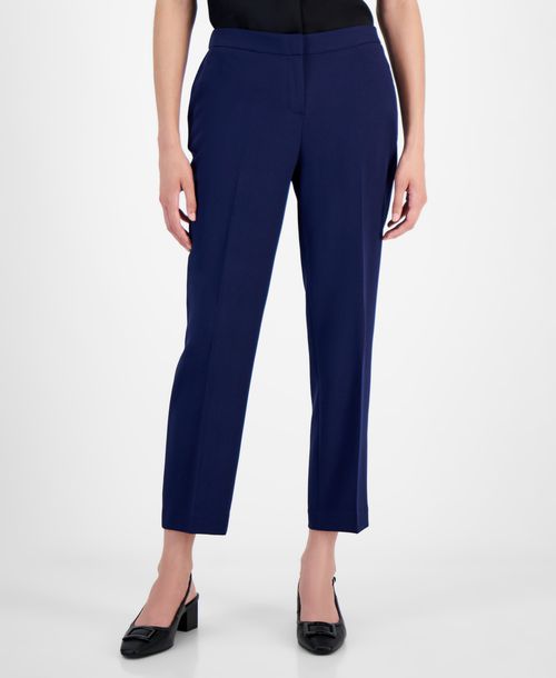 Kasper Women's Elastic Waist Slim-Fit Ankle Pant - Kasper Navy