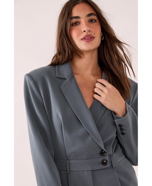 Nasty Gal Women's Tailored Button Detail Romper - Grey