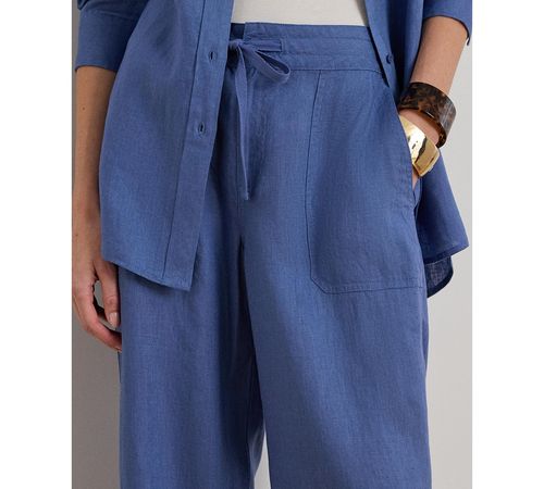 Lauren Ralph Lauren Wide-Leg 100% Linen Pants - Carson Blue