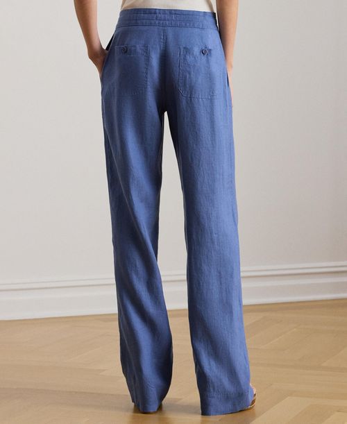 Lauren Ralph Lauren Wide-Leg 100% Linen Pants - Carson Blue