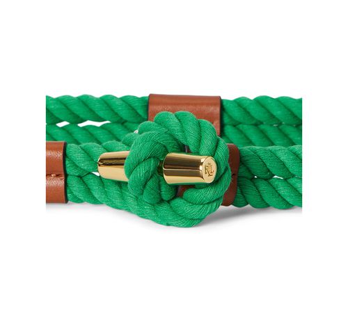 Lauren Ralph Lauren Women's Leather Trim Rope Toggle Skinny Belt - Green Topaz
