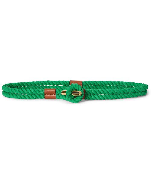 Lauren Ralph Lauren Women's Leather Trim Rope Toggle Skinny Belt - Green Topaz