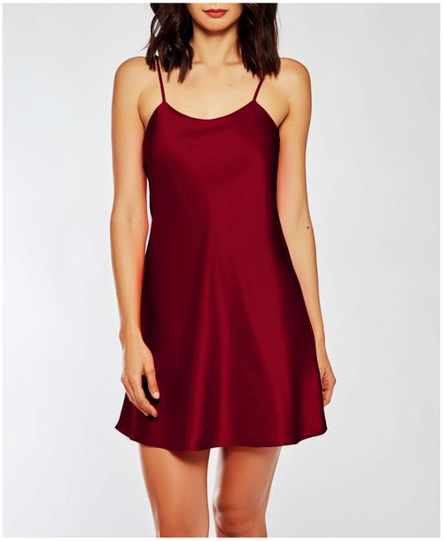 iCollection Women's Marina Lux Sleeveless Satin Chemise - Burgundy