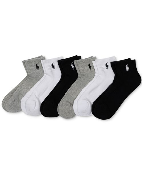 Polo Ralph Lauren Women's 6-Pk. Cushion Quarter Socks - Gray heather assortment