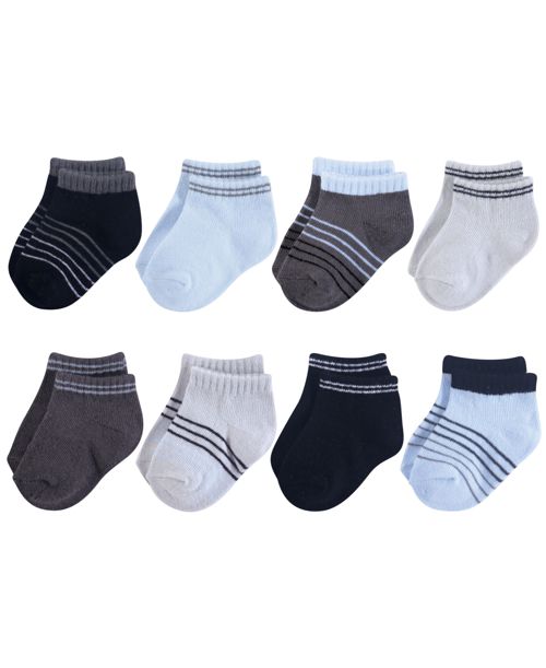 Hudson Baby Baby Boys Hudson Cotton Rich Newborn and Terry Socks, Navy Charcoal, 12-24 Months - Blue/Black