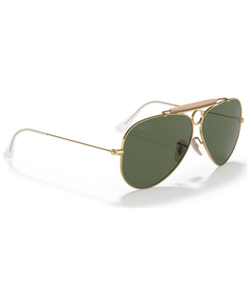 Ray-Ban Unisex Shooter Aviation Collection Sunglasses, RB313858-x 58 - Gold-Tone