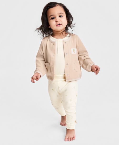 First Impressions Everyday Baby Essentials Baby Boys' or Baby Girl Cardigan, Bodysuit and Pants, 3-Piece Set, Macy's Exclusive - Cocoa Butter