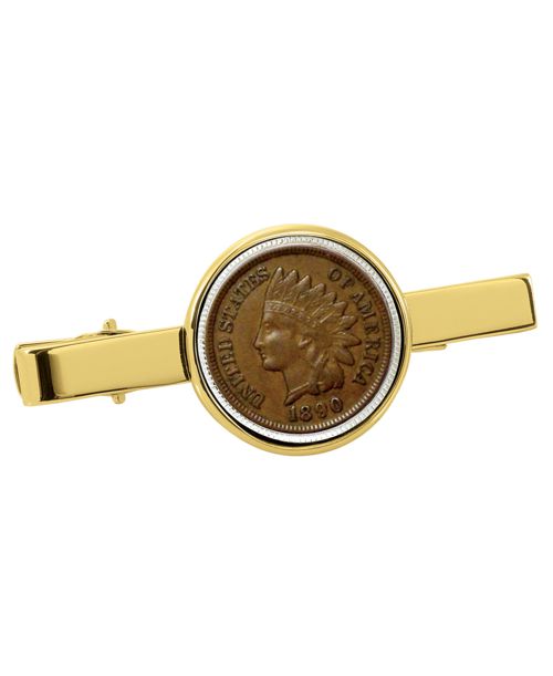 American Coin Treasures 1800's Indian Penny Coin Tie Clip - Gold