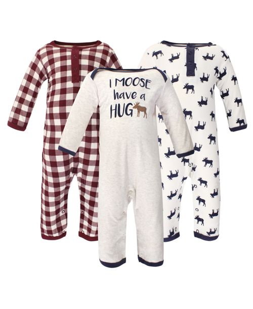 Little Treasure Baby Boys Treasure Soft Cotton All-In-One Suit - Moose hug