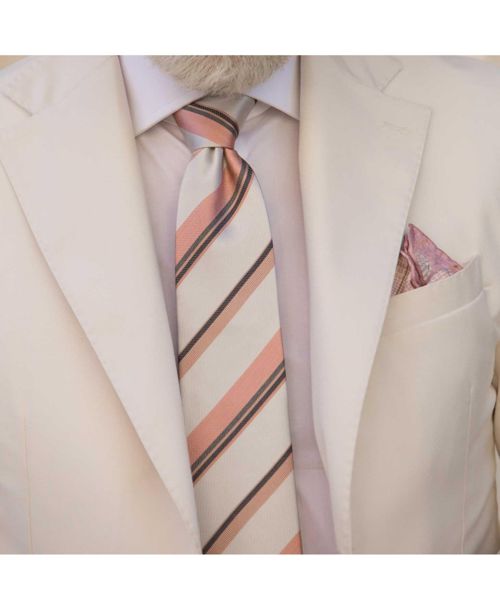 Elizabetta Men's Taormina - Silk Jacquard Tie for Men - Blush and pale grey