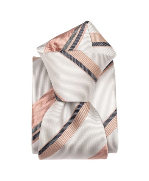 Elizabetta Men's Taormina - Silk Jacquard Tie for Men - Blush and pale grey
