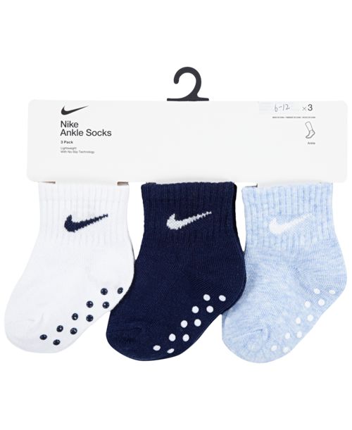 Nike Baby Boys or Baby Girls Core Ankle Gripper Socks, Pack of 3 - Cobalt