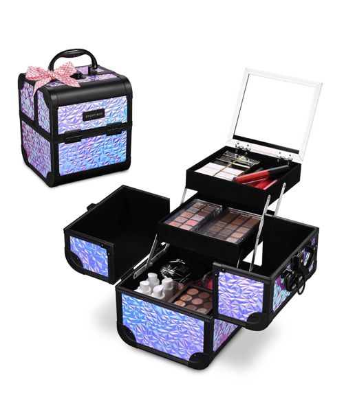 Byootique Makeup Train Case Cosmetic Organizer w/ Mirror Mermaid Purple Artist - Mermaid purple