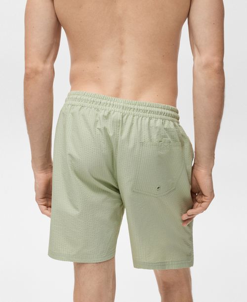Mango Men's Seersucker Swimming Trunks - Pastel Green