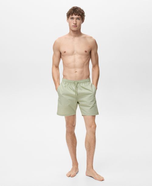 Mango Men's Seersucker Swimming Trunks - Pastel Green