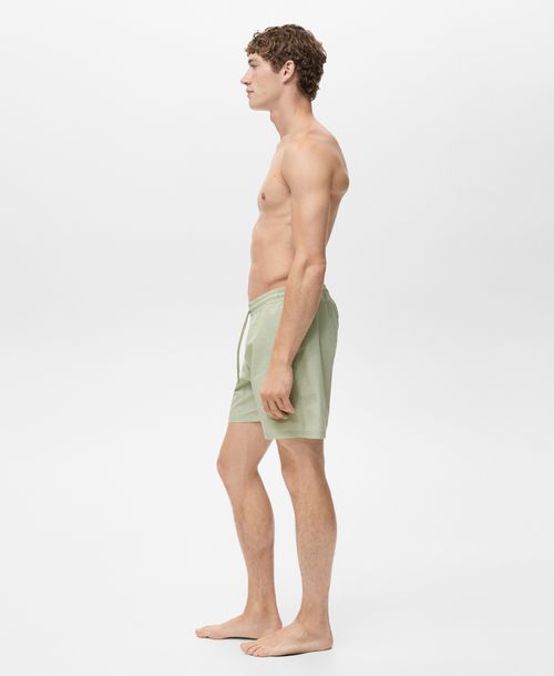Mango Men's Seersucker Swimming Trunks - Pastel Green
