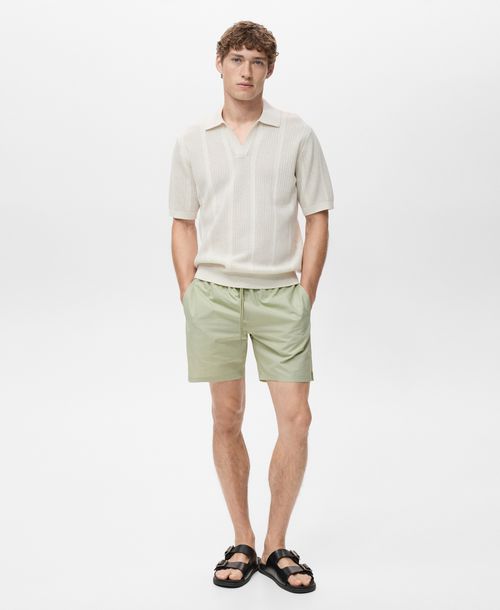 Mango Men's Seersucker Swimming Trunks - Pastel Green