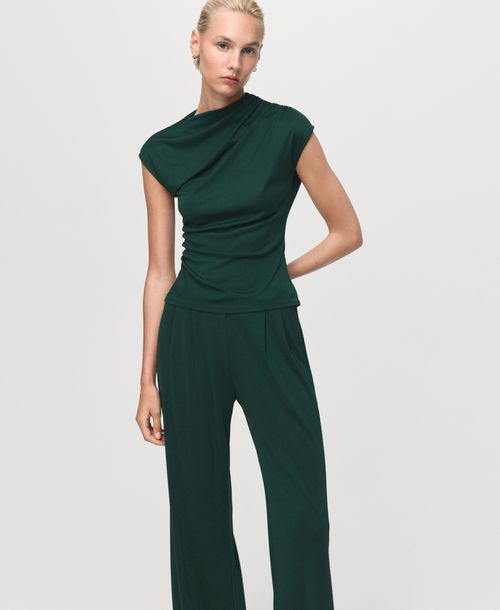 Mango Women's Dart Palazzo Pants - Dark Green
