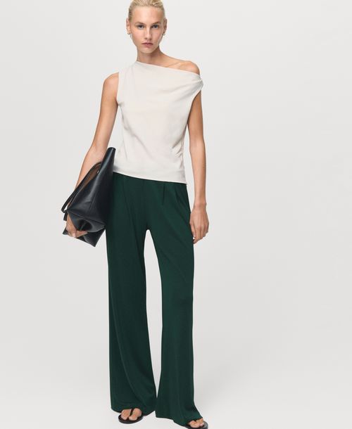 Mango Women's Dart Palazzo Pants - Dark Green
