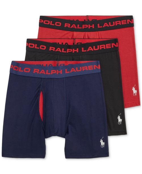 Polo Ralph Lauren Men's 3-Pk. Perfect Pouch Boxer Briefs - Cruise Navy/black/red