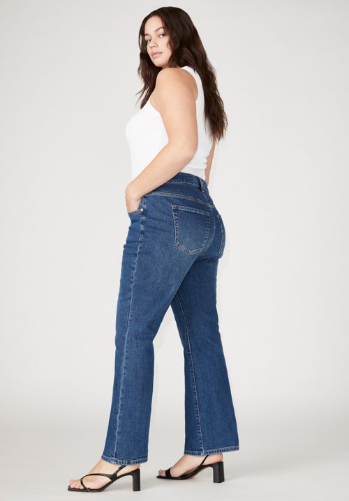 Eloquii Plus Size The Flare Leg Jean - Dark wash denim
