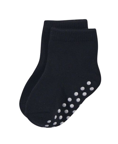 Touched by Nature Baby Boys Natural Kids' Eight-Pair Non Skid Crew Socks - Solid Black